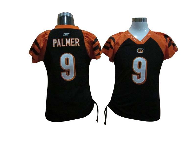 Bengals #9 Carson Palmer Black Women's Field Flirt Stitched NFL Jersey